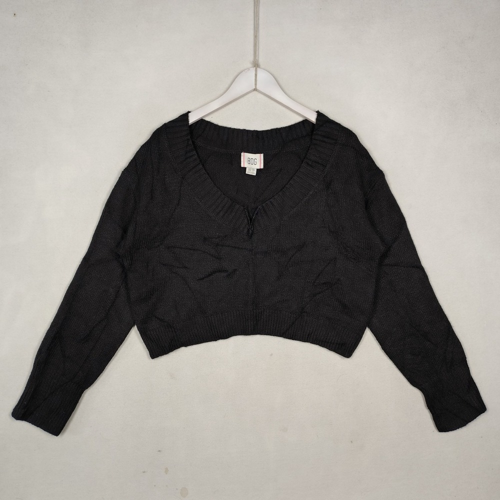 BDG Urban Outfitters Black Cropped V-Neck Sweater Size XS OB2044366